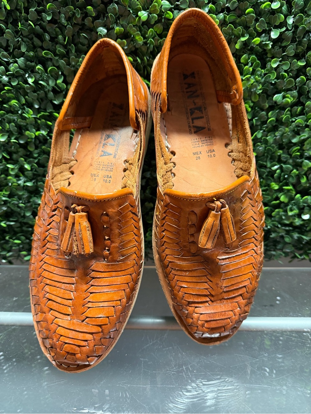 Men's Woven Leather Tassel Loafers - Brown - Picture 4 of 8